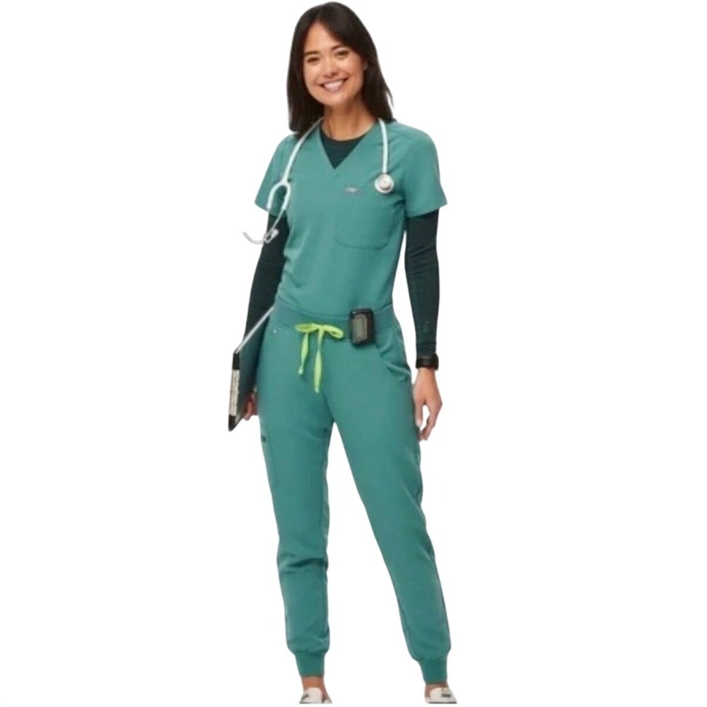 FIGS Scrub Set Casma‎ Top & Zamora Jogger Cactus Teal Limited Edition XS/Small